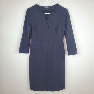 Lands' End Size 4 Black Three-Quarter Sleeve Dress With Pockets
